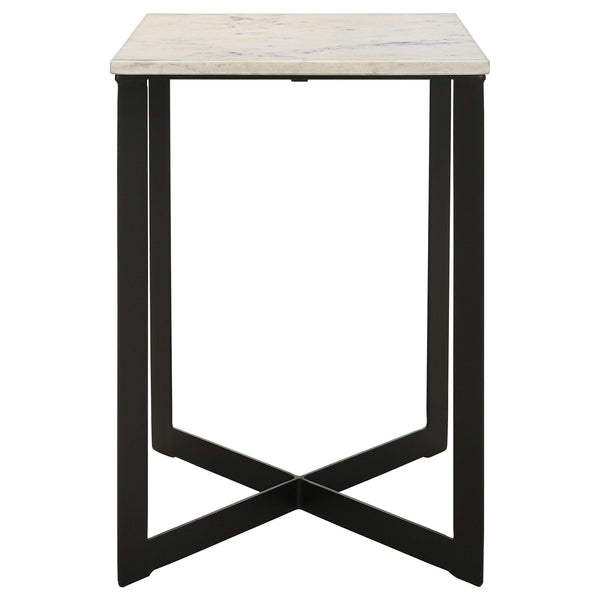 Coaster Tobin Square Marble Top End Table White & Black