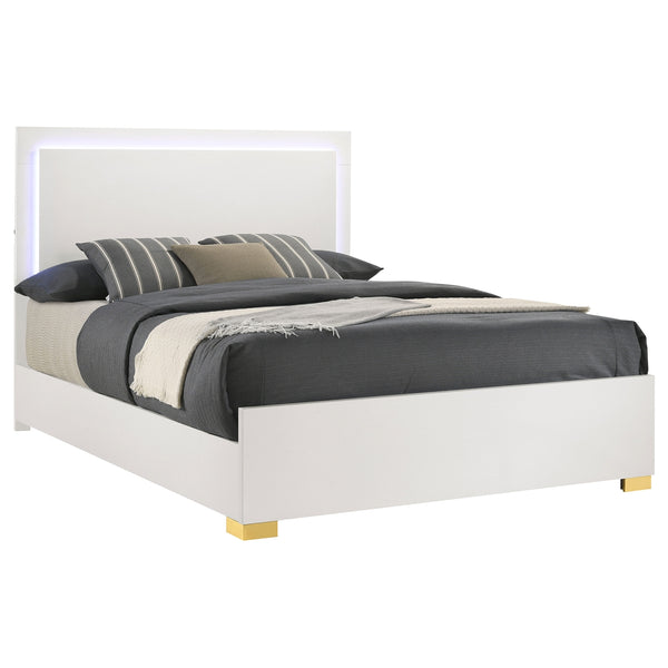 Coaster Marceline Wood Queen Led Panel Bed White