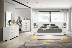 Coaster Jessica 6-Piece King Led Bedroom Set Cream White