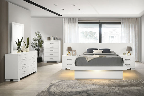 Coaster Jessica 6-Piece King Led Bedroom Set Cream White