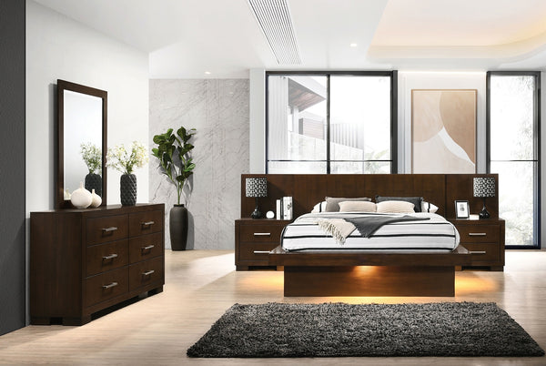 Coaster Jessica 5-Piece Queen Wall LED Bedroom Set in Cappuccino
