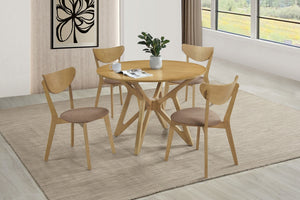 Coaster Elowen 5-Piece Round Solid Wood Dining Set Light Walnut