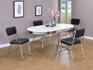 Coaster Retro 5-Piece Oval Dining Table Set White & Black