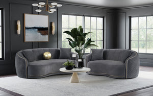 Coaster Brookside 2-Piece Velvet Upholstered Sofa Set Dark Grey