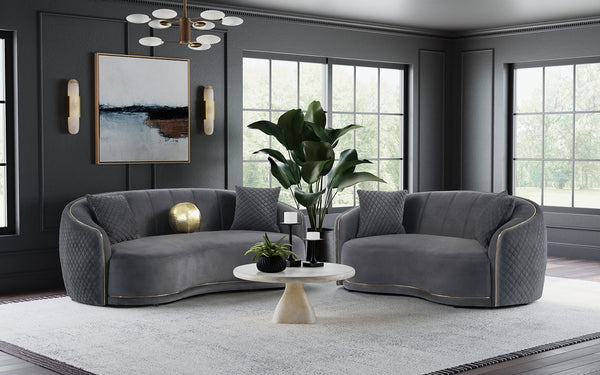 Coaster Brookside 2-Piece Velvet Upholstered Sofa Set Dark Grey