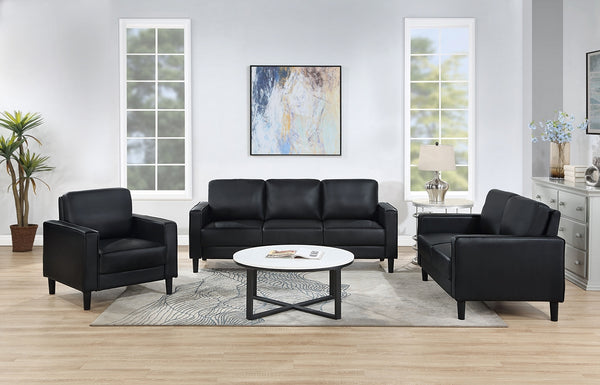 Coaster Ruth 3-Piece Upholstered Track Arm Sofa Set Black