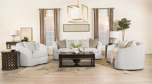 Coaster Rainn 3-Piece Boucle Upholstered Sloped Arm Sofa Set Latte
