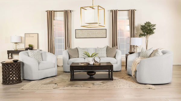 Coaster Rainn 3-Piece Boucle Upholstered Sloped Arm Sofa Set Latte