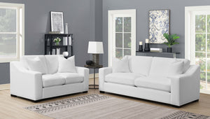 Coaster Ashlyn 2-Piece Upholstered Sloped Arm Sofa Set White