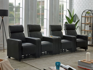 Coaster Toohey Upholstered 4-Piecetufted Recliner Living Room Set Black