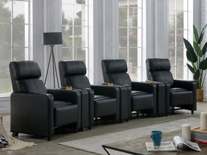 Coaster Toohey 4-Piece Upholstered Tufted Recliner Living Room Set Black