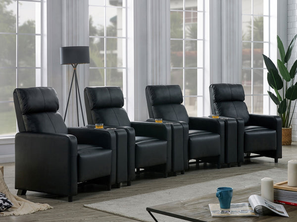 Coaster Toohey 4-Piece Upholstered Tufted Recliner Living Room Set Black