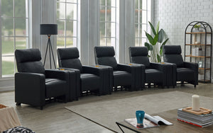Coaster Toohey 5-Piece Upholstered Tufted Recliner Living Room Set Black