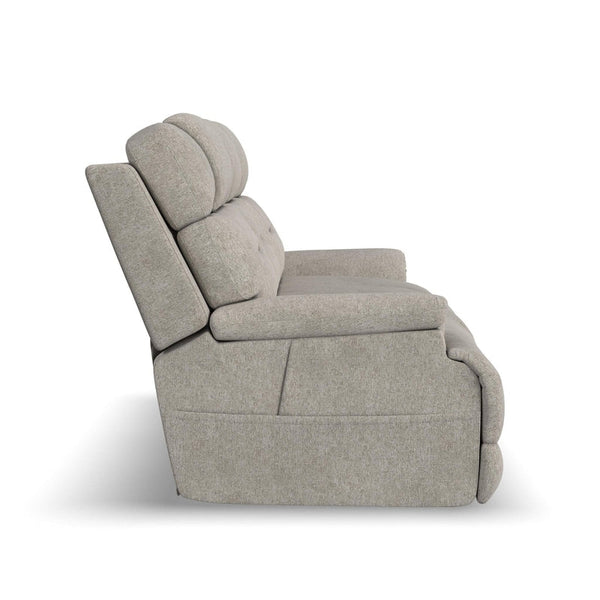 Flexsteel Zecliner Zofa Fabric Power Reclining Sofa with Console Power Headrest, Lumbar, Heat & Massage in Shell