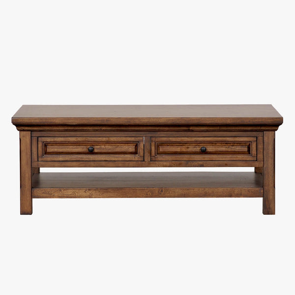 napa furniture hillcrest rectangular coffee table in rich brown