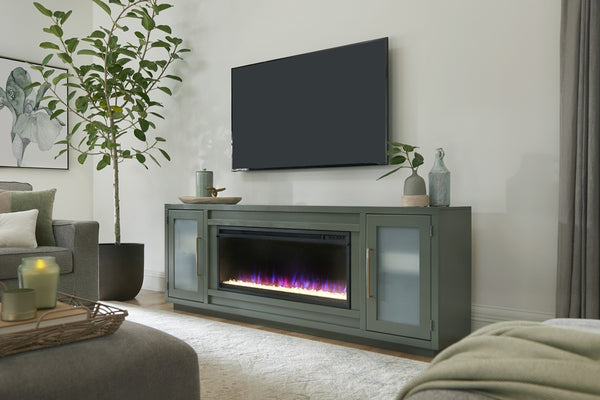 perry 84" fireplace console - sage green