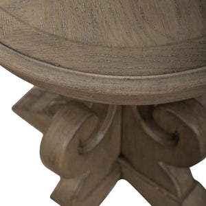Liberty Furniture Magnolia Manor Weathered Bisque Round End Table with Fancy Face Veneer Top