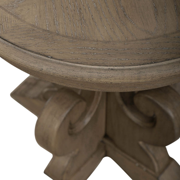 Liberty Furniture Magnolia Manor Weathered Bisque Round End Table with Fancy Face Veneer Top