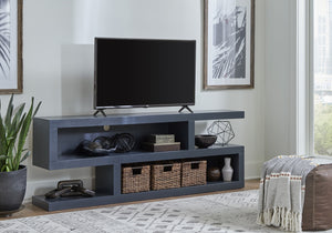 aspenhome mackenzie 74" s tv console table in sandy brown
