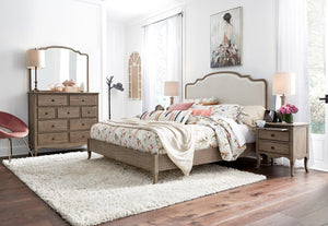 aspenhome provence queen upholstered headboard in patine