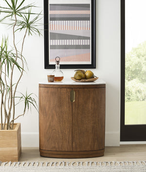 aspenhome caden bar cabinet with marble top in spiced caramel