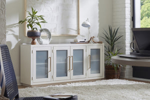 aspenhome perry 66" tv console with 4-doors in white