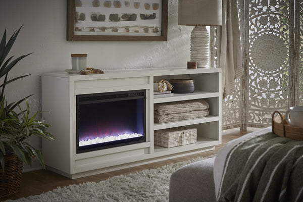 aspenhome perry 65" fireplace console in white
