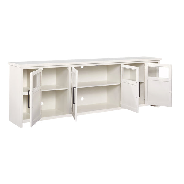 aspenhome finnegan 98" tv console with 4-doors in white