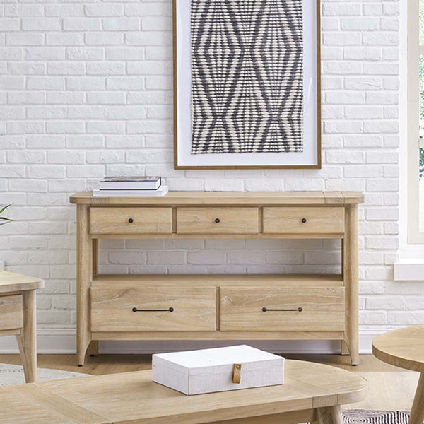 napa furniture aria 5-drawer console buffet in natural sand