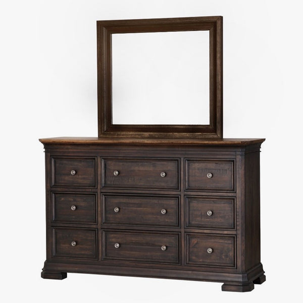 napa furniture grand louie mirror in rustic brown/distressed black