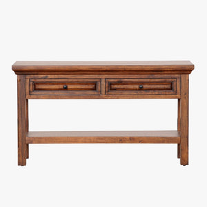 napa furniture hillcrest 2-drawer sofa table in rich brown