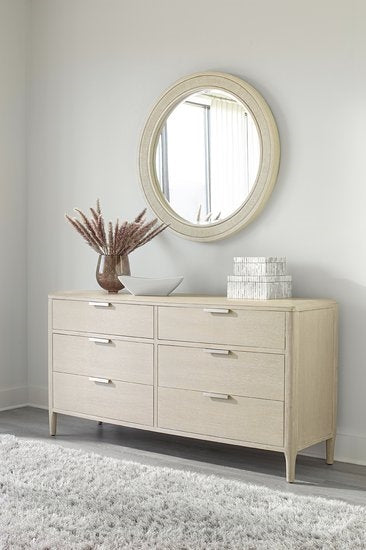 palmetto home pearl 6-drawer dresser in soft light sand