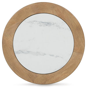 Camdill Round End Table Light Brown/White