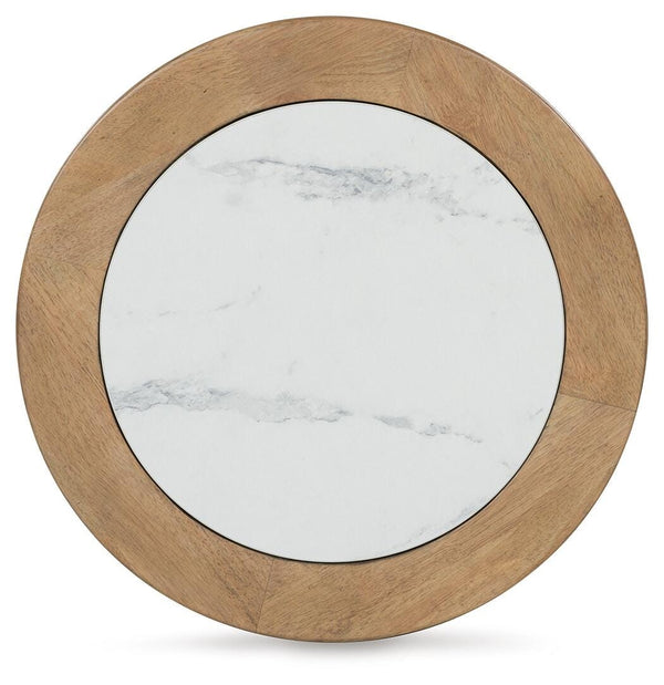 Camdill Round End Table Light Brown/White