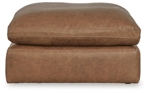 Emilia Oversized Accent Leather Ottoman Caramel