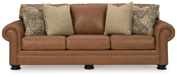 Carianna Leather Stationary Sofa Caramel