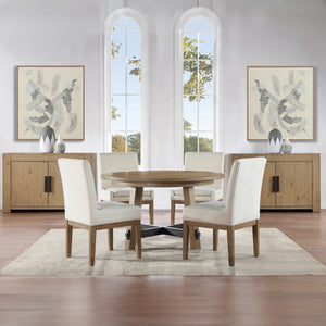 Steve Silver Aubrey Eggshell Fabric Dining Side Chair In Driftwood