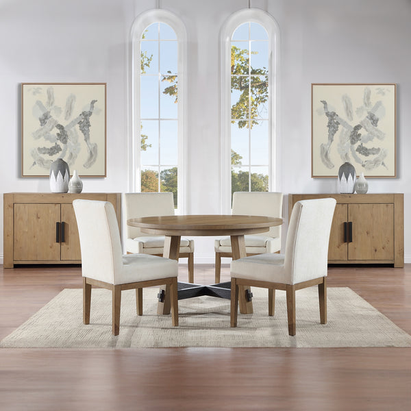 Steve Silver Aubrey Eggshell Fabric Dining Side Chair In Driftwood