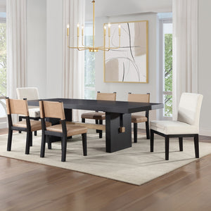 Steve Silver Aubrey Camel Faux-Leather Dining Side Chair In Black