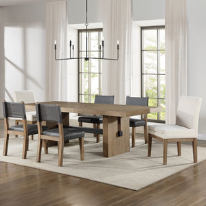 Steve Silver Aubrey 7-Piece Driftwood Dining Set With Upholstered Side Chairs & 18-Inch Leaf