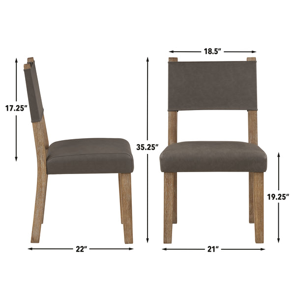 Steve Silver Aubrey Gray Vegan Leather Dining Side Chair In Driftwood