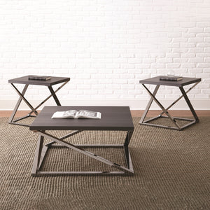 Steve Silver Aegean 3-Piece Black Nickel Cocktail Table & 2 End Tables Set