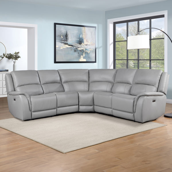 Steve Silver Alexandria 5-Piece Power Leather Reclining Sectional In Stone