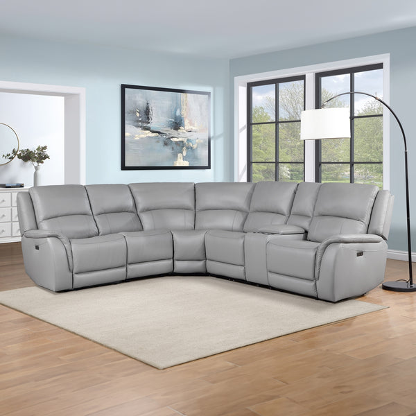 Steve Silver Alexandria 6-Piece Power Leather Reclining Sectional In Stone
