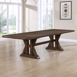Steve Silver Auburn 86-126-Inch Rustic Dining Table With 2-20-Inch Table Leaves In Dark Tobacco
