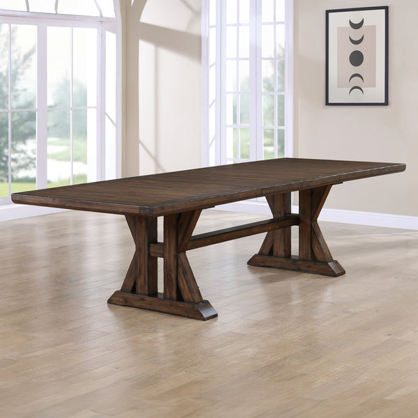 Steve Silver Auburn 86-126-Inch Rustic Dining Table With 2-20-Inch Table Leaves In Dark Tobacco