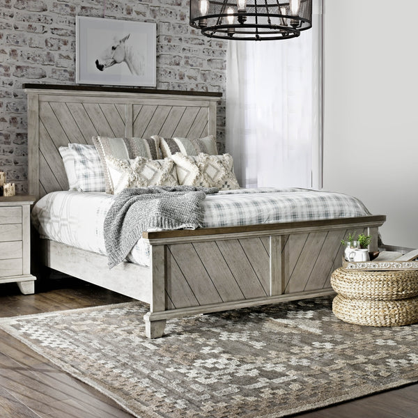 Steve Silver Bear Creek Queen Bed In White & Honey Smoke