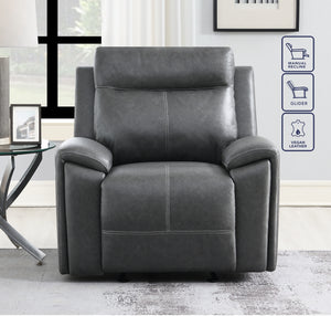 Steve Silver Gaston Manual Recliner In Gray Vegan Leather