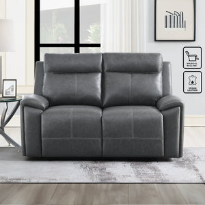Steve Silver Gaston Manual Reclining Loveseat In Gray Vegan Leather