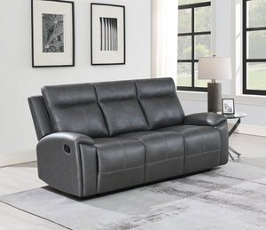 Steve Silver Gaston Manual Reclining Sofa In Gray Vegan Leather